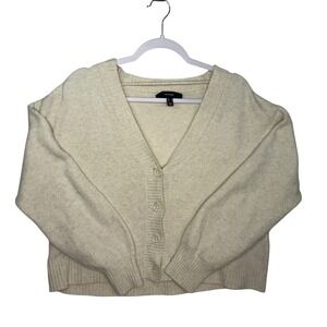 VERO MODA Cream Knit Button Front Cropped Cardigan Sweater Women's Medium